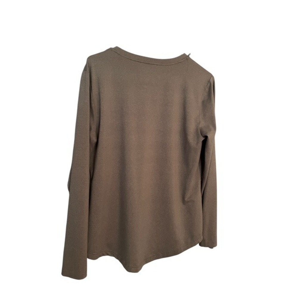 Fila Sport Long Sleeve V Neck Activewear Top Womens Size L Brown